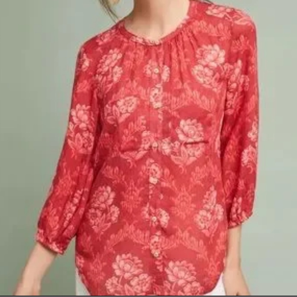 Anthropologie Akemi + Kin Top Coconino Blouse Floral Top Shirt